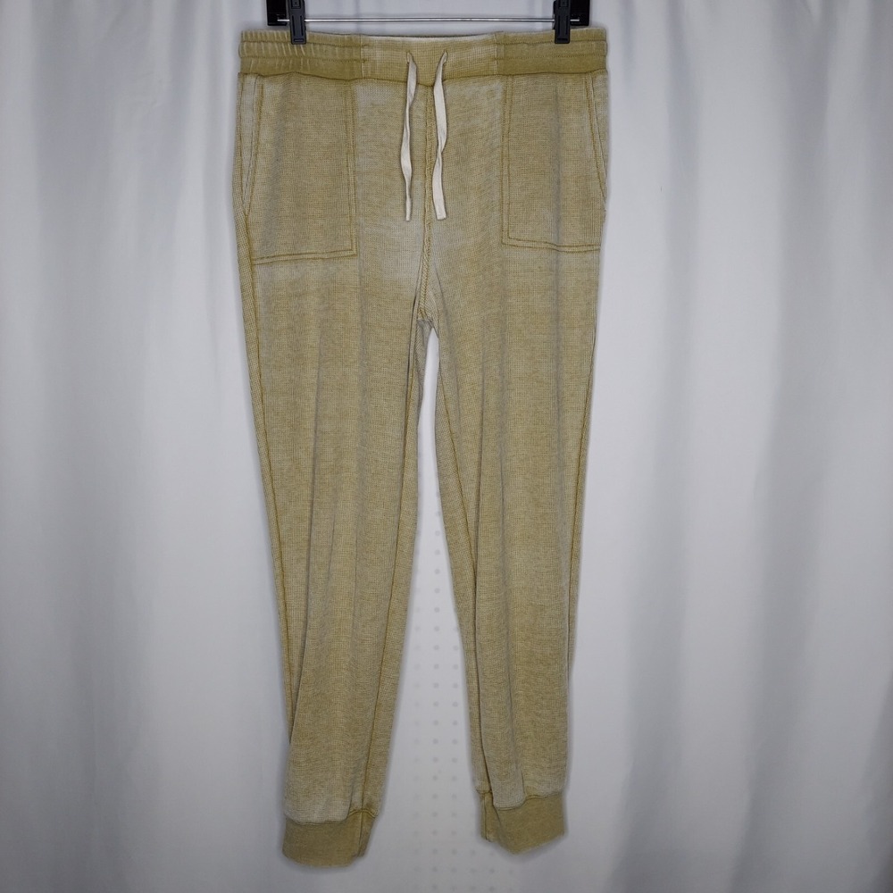 Jane Delancey Thermal Jogger Pants Women Medium Distressed Waffle Knit Green